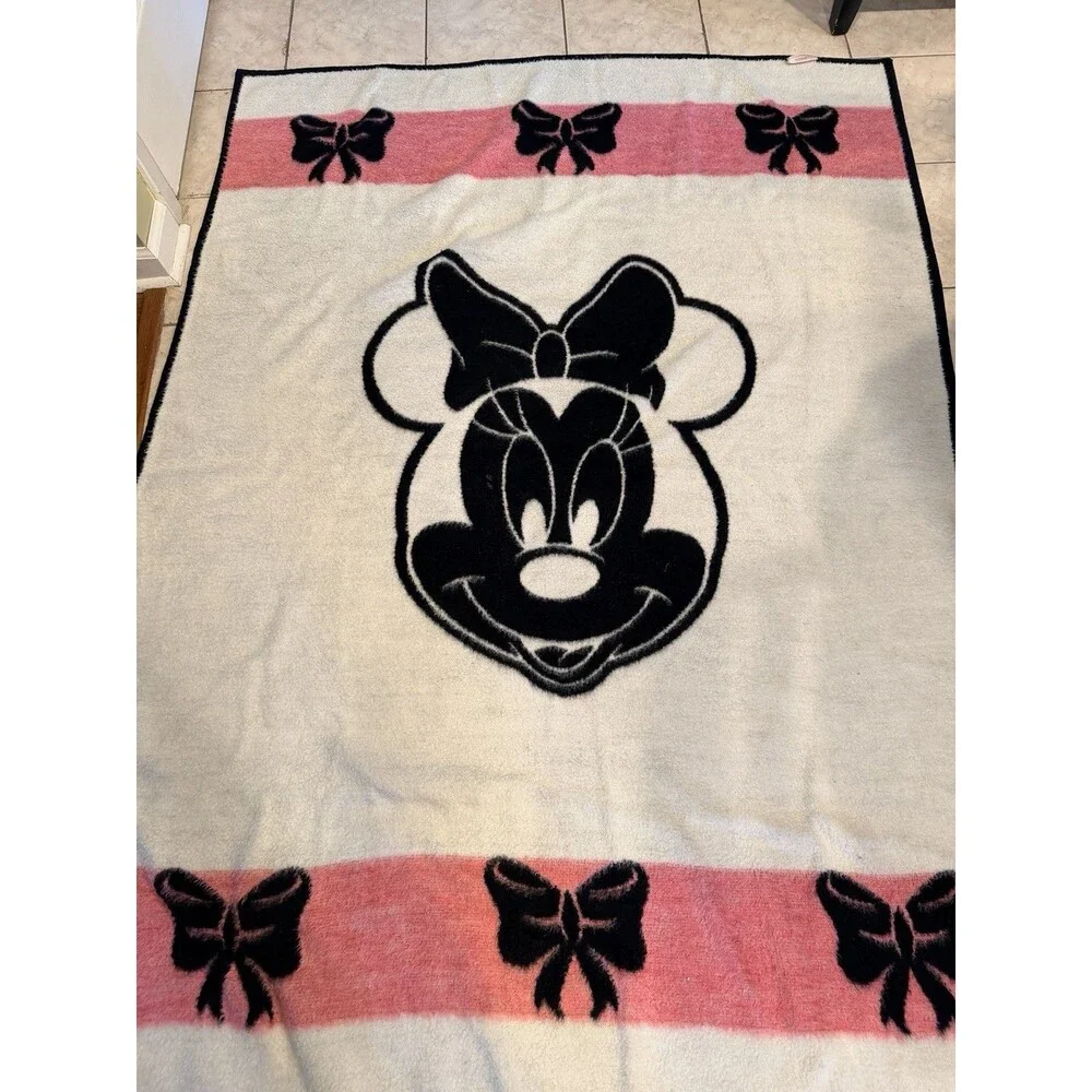 Vintage 1984 Biederlack Minnie Mouse Black Pink Bows Rare HTF USA Reversible